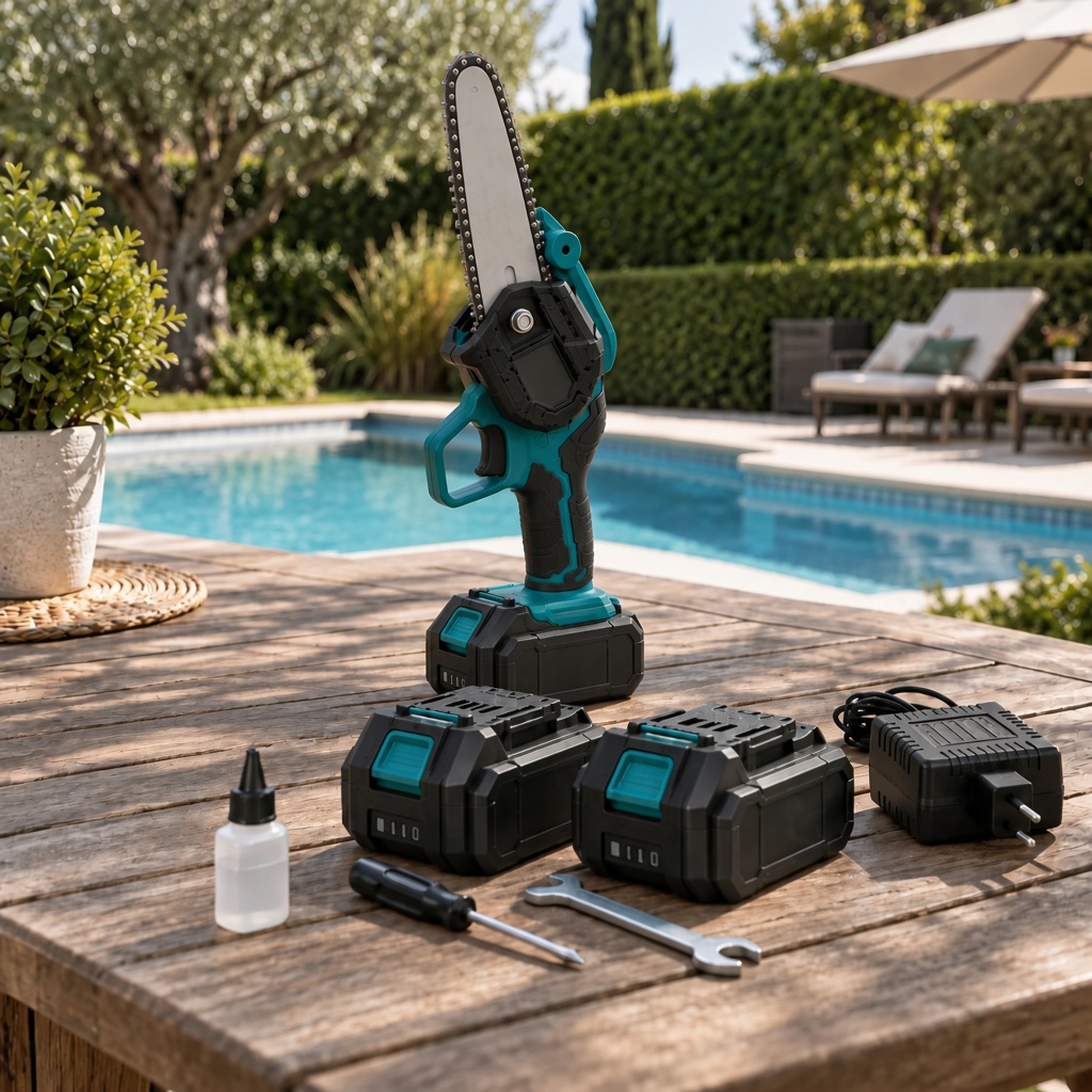 Battery swap on the Vortek mini chainsaw